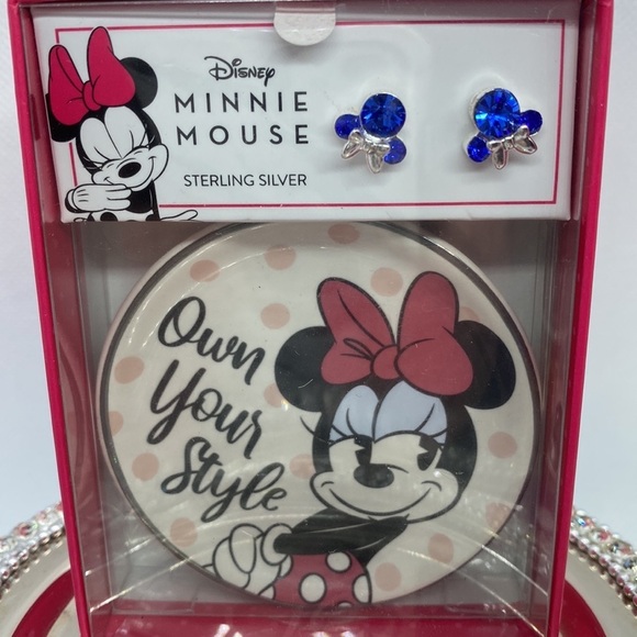 NWT Disney Minnie Mouse Earrings with Jewelry Dish - Picture 3 of 5